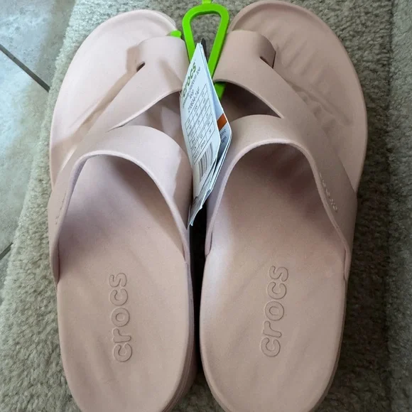 CROCS Women's Getaway Platform Toe Loop Slide Sandals Size 9 Nude/beige pinkish - Picture 7 of 10